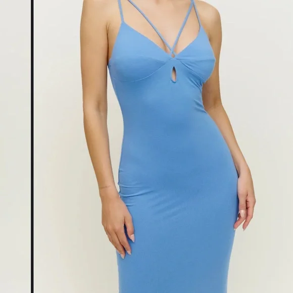Reformation Sky Blue Strappy Midi Dress - Picture 4 of 9